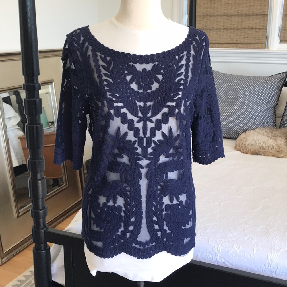 Navy lace blouse